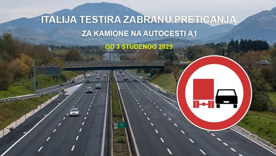 Italija testira zabranu pretjecanja za kamione na autocesti A1